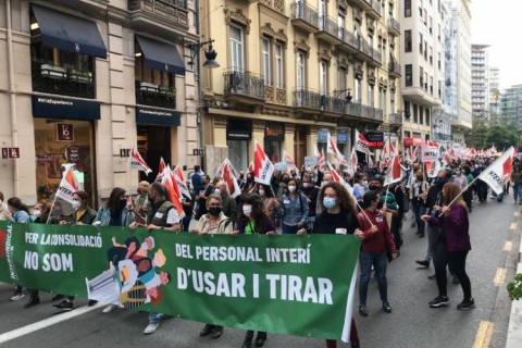 Manifestació a València durant la vaga del 28 d'octubre