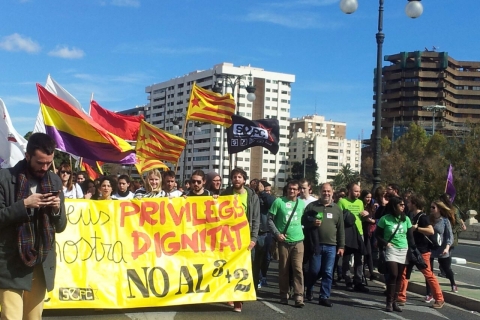 Un moment de la manifestació estudiantil a València