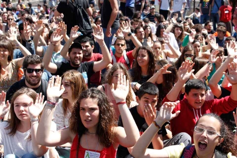 Manifestació d'estudiants ahir al matí a València