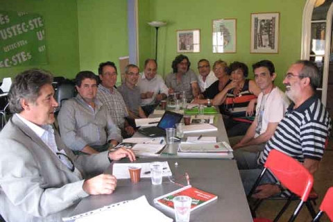 Reresentants d'STEs, STEPV, STEI, STEE-EILAS i USTEC·STEs, en la reunió de Barcelona.