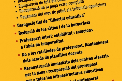 Cartell amb la plataforma reivindicativa del 29M en educació