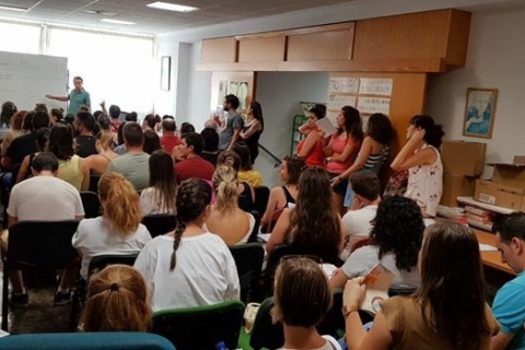 Assemblea del professorat en pràctiques a Alacant, el passat mes de juliol
