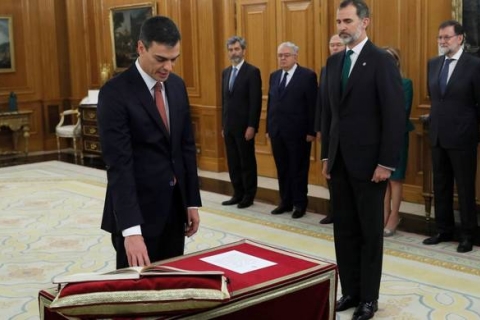 Sánchez, durant la presa de possessió del càrrec de president del govern espanyol