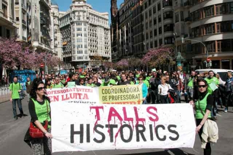 La manifestació d'ahir en la pl. de l'Ajuntament de València