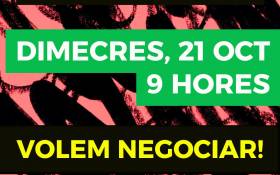 Convocatòria d’assemblea unitària el 20 d’octubre i de concentració el 21