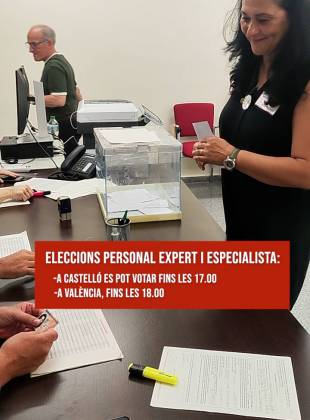Primeres eleccions sindicals per elegir els comités d’empresa del personal expert i el professorat especialista