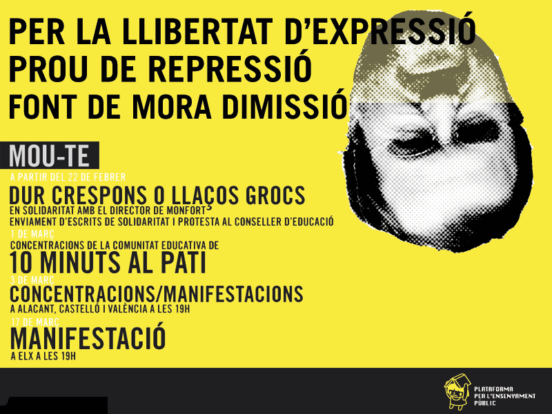 Campanya en 2010 de la Plataforma per l'Ensenyament Públic contra la repressió de Font de Mora