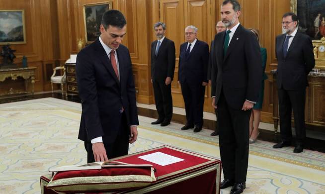 Sánchez, durant la presa de possessió del càrrec de president del govern espanyol