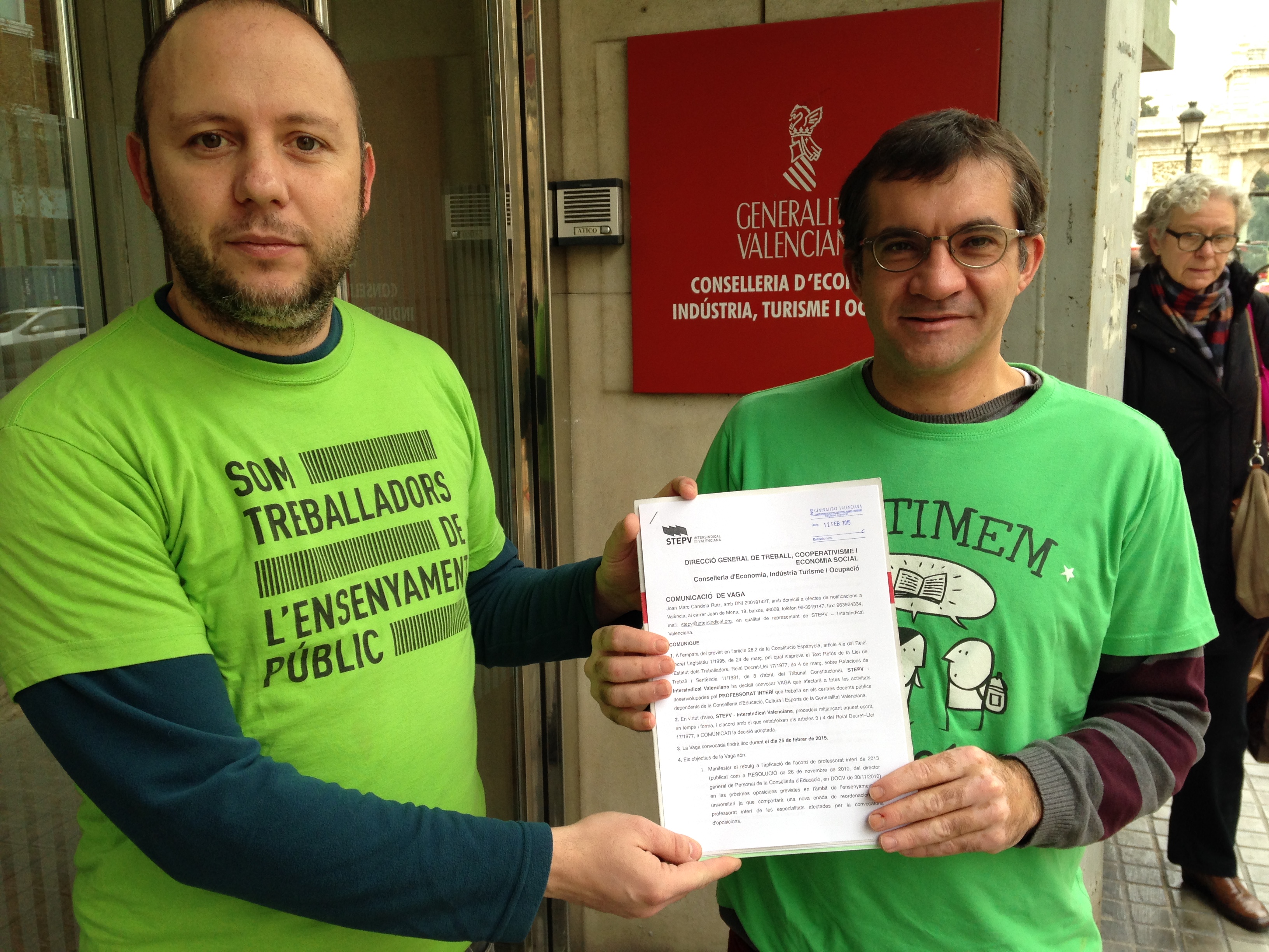 Representants de STEPV i CPI en el registre de treball